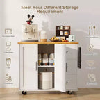 39,8 W Chariot d'îlot de cuisine roulant, Armoire utilitaire mobile avec 3 tiroirs, 2 portes, porte-serviettes pour salle à manger