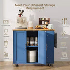 39,8 W Chariot d'îlot de cuisine roulant, Armoire utilitaire mobile avec 3 tiroirs, 2 portes, porte-serviettes pour salle à manger