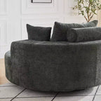 Fauteuil pivotant simple en mousse et chenille noire de 55 pouces pour salon, chambre, salle de détente et salle de projection