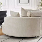 Fauteuil pivotant simple en mousse et chenille noire de 55 pouces pour salon, chambre, salle de détente et salle de projection