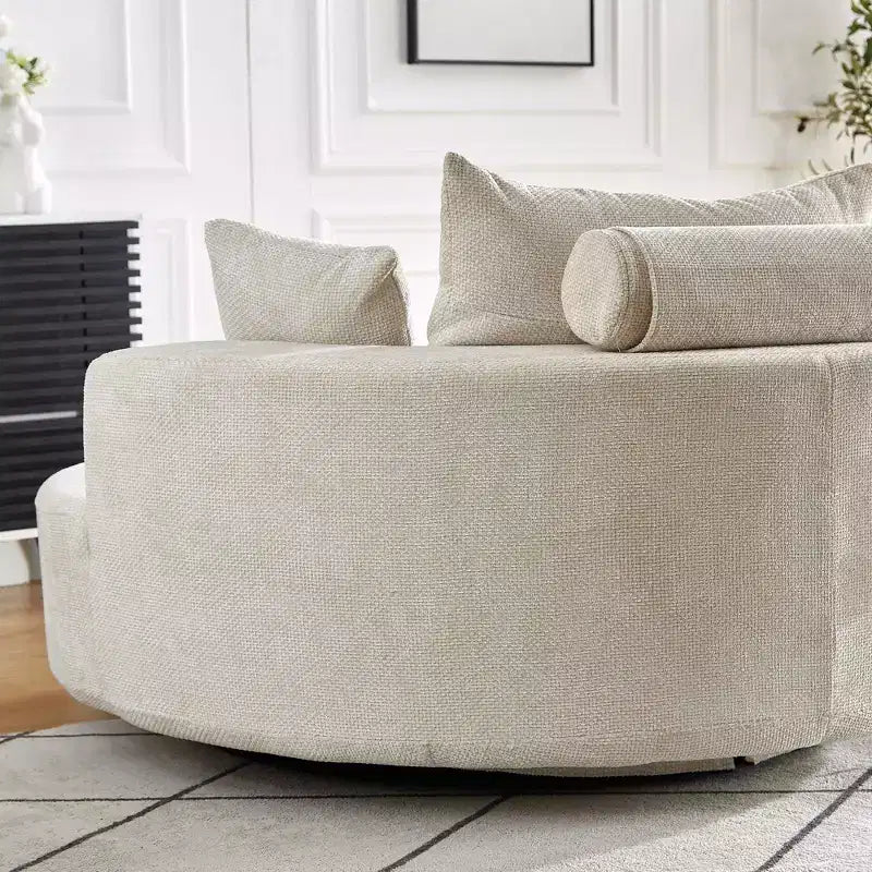 Fauteuil pivotant simple en mousse et chenille noire de 55 pouces pour salon, chambre, salle de détente et salle de projection