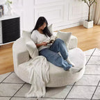 Fauteuil pivotant simple en mousse et chenille noire de 55 pouces pour salon, chambre, salle de détente et salle de projection