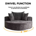 Fauteuil pivotant simple en mousse et chenille noire de 55 pouces pour salon, chambre, salle de détente et salle de projection