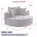 Fauteuil pivotant simple en mousse et chenille noire de 55 pouces pour salon, chambre, salle de détente et salle de projection