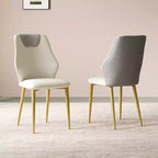 Zeus & Ruta Set of 2 Dining Chairs with High-Quality PU Leather Seats, Gold-Plated Carbon Steel Legs & Ergonomic Backrests
