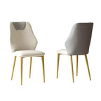 Chaises de salle à manger avec assises en cuir PU de haute qualité, pieds en acier carbone plaqué or et dossiers ergonomiques