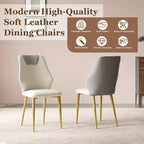 Chaises de salle à manger avec assises en cuir PU de haute qualité, pieds en acier carbone plaqué or et dossiers ergonomiques
