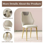 Chaises de salle à manger avec assises en cuir PU de haute qualité, pieds en acier carbone plaqué or et dossiers ergonomiques