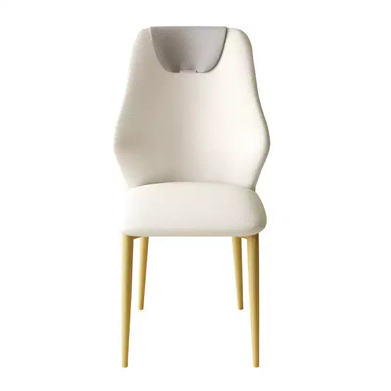 Chaises de salle à manger avec assises en cuir PU de haute qualité, pieds en acier carbone plaqué or et dossiers ergonomiques