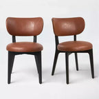 Art Leon Set of 2 Solid Wood and Upholstered Accent Dining Chairs