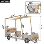 Lit de voiture en bois jumeau/double avec LED en forme de lumière de voiture, oreiller et tissu de plafond, lit plateforme bas en forme de voiture pour chambre d'enfants garçons filles