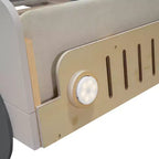 Lit de voiture en bois jumeau/double avec LED en forme de lumière de voiture, oreiller et tissu de plafond, lit plateforme bas en forme de voiture pour chambre d'enfants garçons filles