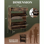 Meuble à chaussures 43 avec double tiroir basculant, meuble à chaussures dissimulé, style autoportant, organiseur à chaussures peu encombrant pour entrée, couloir