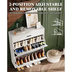 Meuble à chaussures 43 avec double tiroir basculant, meuble à chaussures dissimulé, style autoportant, organiseur à chaussures peu encombrant pour entrée, couloir