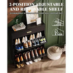 Meuble à chaussures 43 avec double tiroir basculant, meuble à chaussures dissimulé, style autoportant, organiseur à chaussures peu encombrant pour entrée, couloir