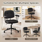 Chaise de bureau à domicile avec accoudoirs rembourrés, chaise de bureau exécutive compacte à roulettes et pivotante, hauteur réglable, dossier mi-hauteur