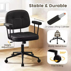 Chaise de bureau à domicile avec accoudoirs rembourrés, chaise de bureau exécutive compacte à roulettes et pivotante, hauteur réglable, dossier mi-hauteur