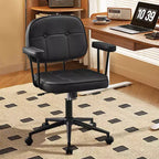 Chaise de bureau à domicile avec accoudoirs rembourrés, chaise de bureau exécutive compacte à roulettes et pivotante, hauteur réglable, dossier mi-hauteur