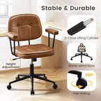 Chaise de bureau à domicile avec accoudoirs rembourrés, chaise de bureau exécutive compacte à roulettes et pivotante, hauteur réglable, dossier mi-hauteur