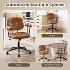 Chaise de bureau à domicile avec accoudoirs rembourrés, chaise de bureau exécutive compacte à roulettes et pivotante, hauteur réglable, dossier mi-hauteur
