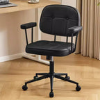 Furniliving Home Office Chair with Padded Armrest, Mid Back Adjustable Height Rolling Swivel Executive Compact Task Chairs