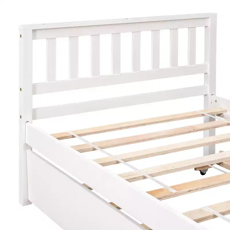 Lit simple avec lit gigogne, tête de lit et pied de lit pour chambre à coucher et chambre d'amis