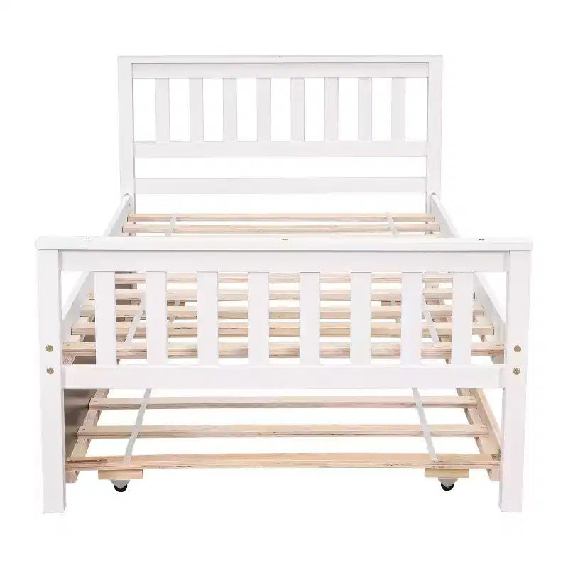 Lit simple avec lit gigogne, tête de lit et pied de lit pour chambre à coucher et chambre d'amis