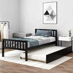 Luxystar Twin Bed with Trundle, Headboard and Footboard for Bedroom and Guest Room