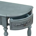 Table console incurvée en bois rétro, Table d'entrée en demi-lune avec tiroirs et étagère pour salon, 132 cm