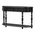 Table console incurvée en bois rétro, Table d'entrée en demi-lune avec tiroirs et étagère pour salon, 132 cm