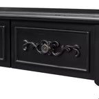 Table console incurvée en bois rétro, Table d'entrée en demi-lune avec tiroirs et étagère pour salon, 132 cm