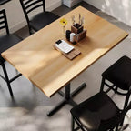 Plateau de table rectangulaire en bois massif, de qualité commerciale, pour intérieur, avec base en X en fonte résistante à la rouille de 23,5 x 29,5 (hauteur bar)