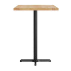 Plateau de table rectangulaire en bois massif, de qualité commerciale, pour intérieur, avec base en X en fonte résistante à la rouille de 23,5 x 29,5 (hauteur bar)