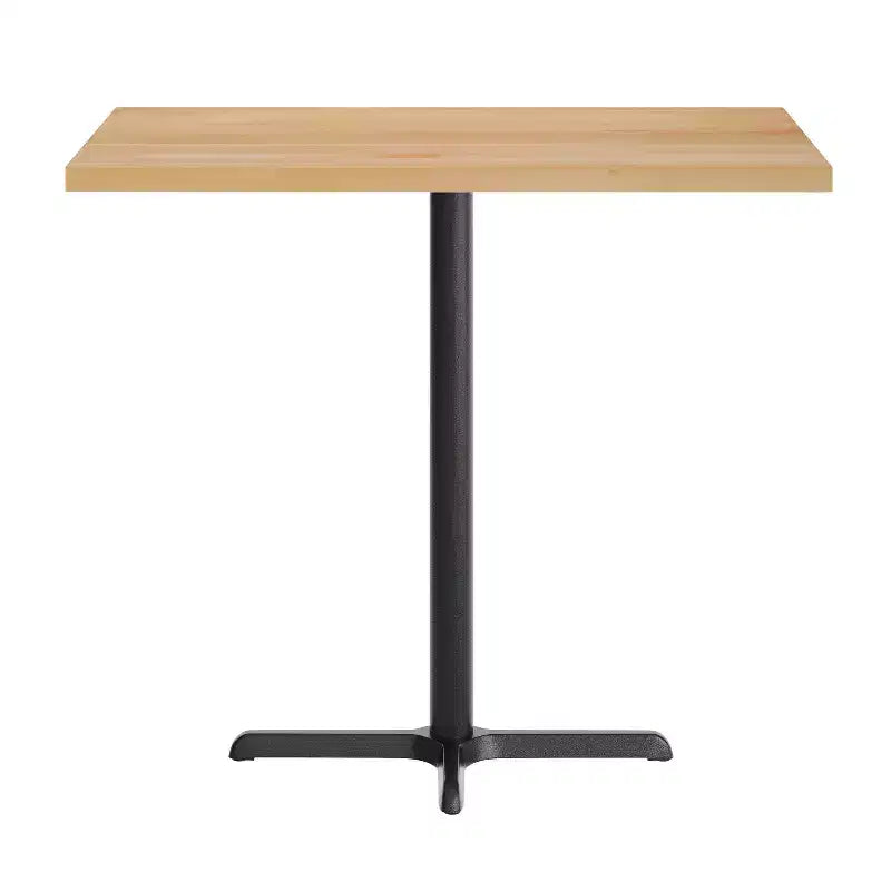 Plateau de table rectangulaire en bois massif, de qualité commerciale, pour intérieur, avec base en X en fonte résistante à la rouille de 23,5 x 29,5 (hauteur bar)