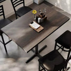 Plateau de table rectangulaire en bois massif, de qualité commerciale, pour intérieur, avec base en X en fonte résistante à la rouille de 23,5 x 29,5 (hauteur bar)