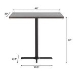 Plateau de table rectangulaire en bois massif, de qualité commerciale, pour intérieur, avec base en X en fonte résistante à la rouille de 23,5 x 29,5 (hauteur bar)