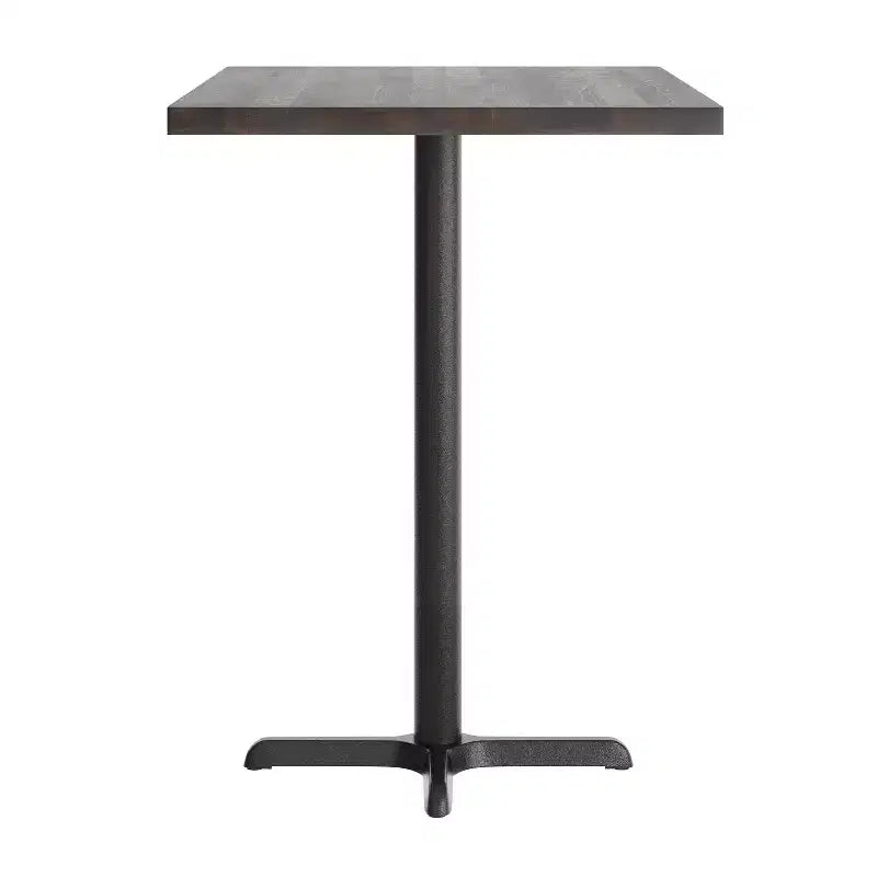 Plateau de table rectangulaire en bois massif, de qualité commerciale, pour intérieur, avec base en X en fonte résistante à la rouille de 23,5 x 29,5 (hauteur bar)