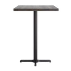 Plateau de table rectangulaire en bois massif, de qualité commerciale, pour intérieur, avec base en X en fonte résistante à la rouille de 23,5 x 29,5 (hauteur bar)