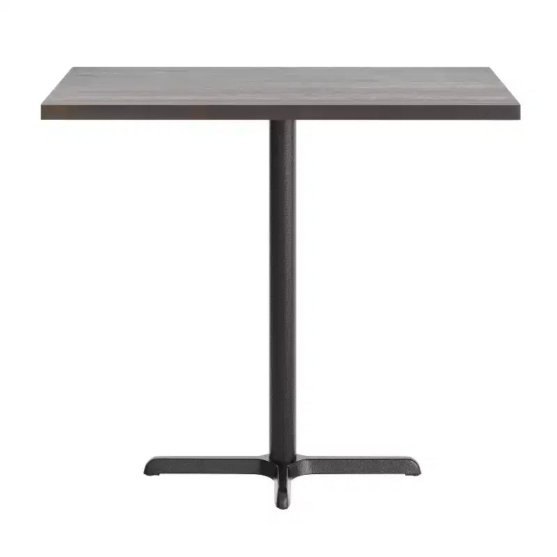 Plateau de table rectangulaire en bois massif, de qualité commerciale, pour intérieur, avec base en X en fonte résistante à la rouille de 23,5 x 29,5 (hauteur bar)
