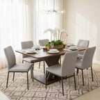 Homy Casa Extendable Rectangular Dining Table with X-Base, Walnut