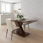 Table à manger rectangulaire extensible avec piètement en X, noyer