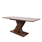 Table à manger rectangulaire extensible avec piètement en X, noyer
