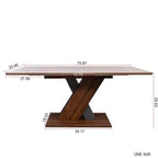 Table à manger rectangulaire extensible avec piètement en X, noyer