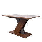 Table à manger rectangulaire extensible avec piètement en X, noyer