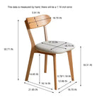 Chaises de salle à manger modernes avec assise rembourrée, chaises de cuisine en bois massif, chaises d'appoint sans accoudoirs pour salle à manger ou salon