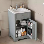 Meuble Lavabo Salle de Bain 50 cm avec Porte à Fermeture Douce Étagère de Rangement Réglable Noir