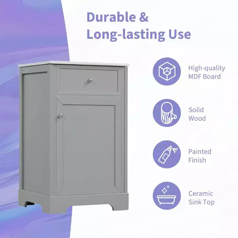 Meuble Lavabo Salle de Bain 50 cm avec Porte à Fermeture Douce Étagère de Rangement Réglable Noir