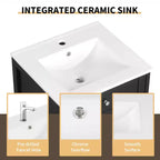Meuble Lavabo Salle de Bain 50 cm avec Porte à Fermeture Douce Étagère de Rangement Réglable Noir