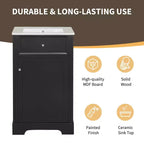Meuble Lavabo Salle de Bain 50 cm avec Porte à Fermeture Douce Étagère de Rangement Réglable Noir