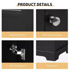 Meuble Lavabo Salle de Bain 50 cm avec Porte à Fermeture Douce Étagère de Rangement Réglable Noir